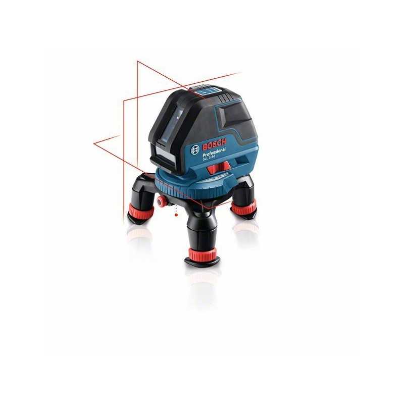 Bosch GLL 3-50+BM1+LR2 nivela laser cu linii, 10m, receptor 50m, precizie 0.3 mm/m + 1 baterie 9V (6LR61) + L-Boxx