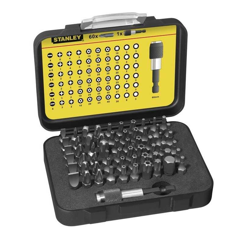 Stanley 1-13-902 Set 61 piese 1/4" - biti drepti, PH, PZ, Torx, Torx tamper, hexagonali