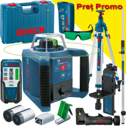 BOSCH GRL 300 HVG Nivela laser rotativa cu laser VERDE (300 m) + BT 300 HD Trepied + GR 240 Rigla