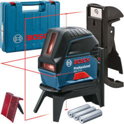 BOSCH GCL 2-15 + RM 1 Nivela laser cu linii (15 m) + Suport professional + Clema pentru tavan + Valiza