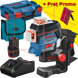 BOSCH GLL 3-80 C + BM 1 Nivela laser cu linii (30 m) + Suport + 1 acumulator 12V + L-BOXX