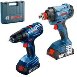 BOSCH Kit 2 scule 18V GSR 180-LI Masina de gaurit si insurubat cu 2 acumulatori Li-Ion, 1.5Ah, 54Nm + GDX 180-LI Masina de insur