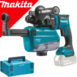 MAKITA DHR182ZWJ Ciocan rotopercutor Li-Ion, 18V, 1.7J, fara acumulator in set (SOLO) + Makpac + DX05 Sistem de extractie a praf