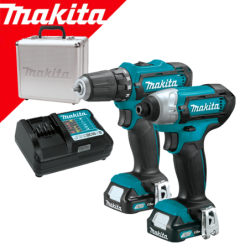 MAKITA CLX224X Kit 2 scule 12V (DF333DZ + TD110DZ cu 2 acumulatori Li-Ion, de 1.5 Ah) + Geanta aluminiu