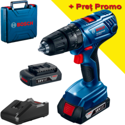 BOSCH GSB 180-LI Masina de gaurit cu percutie 18V, 54Nm cu 2 acumulatori de 2Ah si incarcator de 2Ah in Valiza