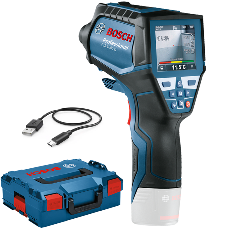 BOSCH GIS 1000 C (SOLO) Termodetector si umidometru cu bluetooth, Li-Ion + L-BOXX, fara acumulator in set BOSCH GIS 1000 C (SOLO) Termodetector si umidometru cu bluetooth, Li-Ion + L-BOXX, fara acumulator in set