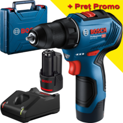 BOSCH GSR 12V-30 Masina de gaurit si insurubat brushless cu 2 acumulatori Li-Ion, 2Ah, 30Nm + Valiza
