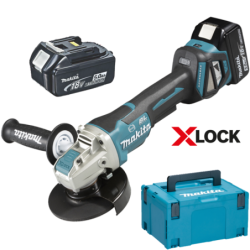 MAKITA DGA519RTJ Polizor unghiular brushless, cu regulator, cu 2 acumulatori Li-Ion, 5Ah, diametru disc 125 mm + MAKPAC, cu X-LO