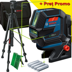 BOSCH GCL 2-50 G + RM 10 + BT 150 Nivela laser verde cu linii (20 m) + Suport professional + Stativ