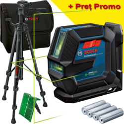 BOSCH GLL 2-15 G + LB 10 + BT 150 Nivela laser cu linii verzi (15 m) + Suport universal + Trepied