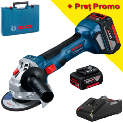 BOSCH GWS 180-LI Polizor unghiular cu 2 acumulatori Li-Ion, 4Ah, diametru disc 125 mm + Valiza
