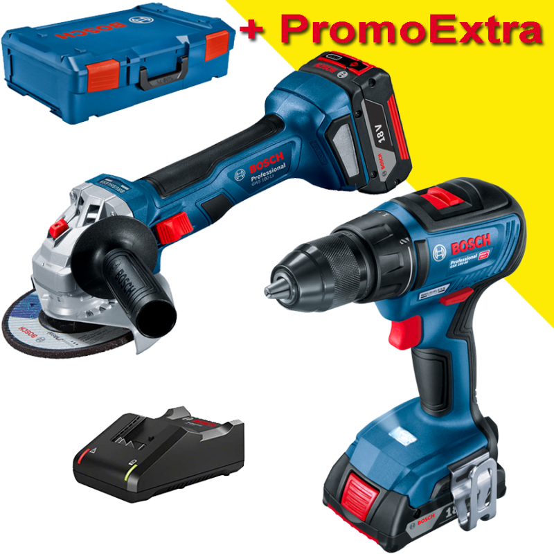 BOSCH GWS 180-LI Polizor unghiular brushless, Li-Ion, diametru disc 125 + GSR 18V-50 Masina de gaurit si insurubat brushless, Li