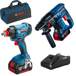 BOSCH GBH 180-LI Ciocan rotopercutor brushless, cu 2 acumulatori Li-Ion 4Ah, 2J + GDX 180-LI Masina de insurubat cu impact, Li-I
