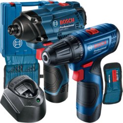 BOSCH Kit 2 scule 12 V GSR 120-LI Masina de gaurit si insurubat + GDR 120-LI Surubelnita cu impact cu 2 acumulatori Li-Ion, 2Ah