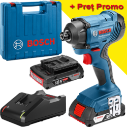 BOSCH GDR 180-LI Surubelnita cu impact, 18V, 160Nm, cu 2 acumulatori de 2Ah si Incarcator rapid de 4Ah in Valiza