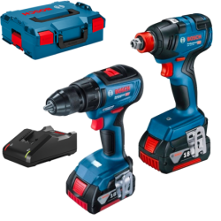 BOSCH GSR 18V-50 Masina de gaurit si insurubat brushless cu 2 acumulatori Li-Ion, 4Ah, 50Nm + GDX 18V-200 Masina de insurubat c