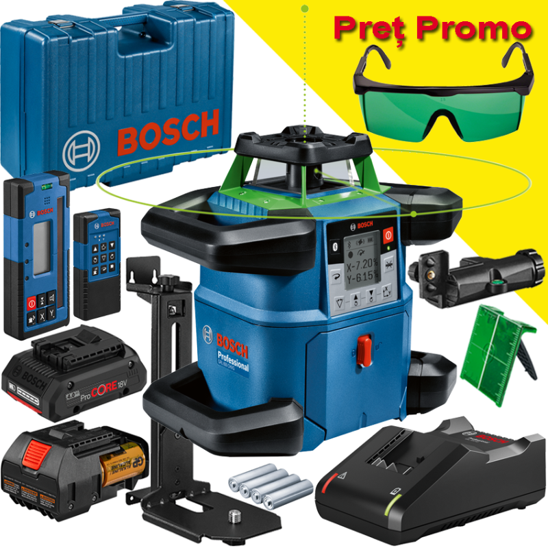 BOSCH GRL 650 CHVG Nivela laser rotativa cu laser VERDE (650 m) + Receptor si telecomanda BOSCH GRL 650 CHVG Nivela laser rotativa cu laser VERDE (650 m) + Receptor si telecomanda