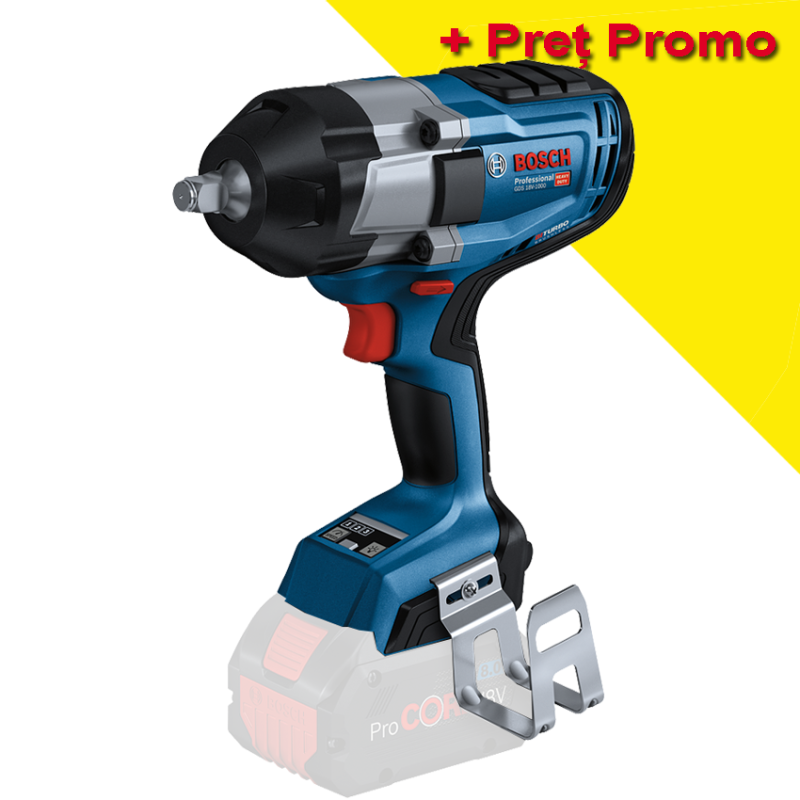 BOSCH GDS 18V-1000 (SOLO) Surubelnita cu impact brushless BITURBO, Li-Ion, 1000Nm, prindere 1/2", fara acumulator in set BOSCH GDS 18V-1000 (SOLO) Surubelnita cu impact brushless BITURBO, Li-Ion, 1000Nm, prindere 1/2", fara acumulator in set