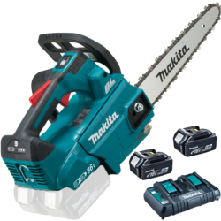 MAKITA DUC256PT2 Ferastrau cu lant brushless, cu 2 acumulatori, Li-Ion, 2x18V, 5Ah, lama 25 cm, grosime lant 1.1 mm, pas 3/8" +