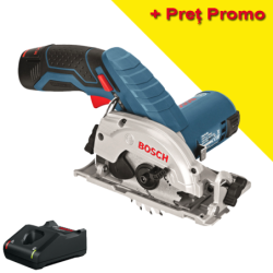 BOSCH GKS 12V-26 Ferastrau circular cu 1 acumulator Li-Ion, 2Ah + Incarcator rapid de 4Ah GAL12V-40