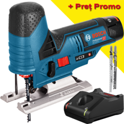 BOSCH GST 12V-70 Ferastrau vertical cu 1 acumulator Li-Ion, 2Ah + Incarcator rapid de 4Ah GAL12V-40