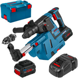 BOSCH GBH 18V-26 F Ciocan rotopercutor brushless, cu 2 acumulatori Li-Ion, 5.5Ah, 2.6J + GDE 18V-16 Sistem de extractie a praful
