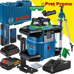 BOSCH GRL 650 CHVG Nivela laser rotativa cu laser VERDE (650 m) + Receptor si telecomanda + BT 300 Trepied