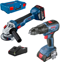 BOSCH GWS 18V-10 Polizor unghiular brushless, Li-Ion, diametru disc 125 + GSB 18V-50 Masina de gaurit cu percutie brushless, Li-