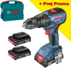 BOSCH GSB 18V-50 Masina de gaurit cu percutie brushless cu 3 acumulatori Li-Ion, 2Ah, 50Nm, cu incarcator de 2Ah GAL18V-20 in Va