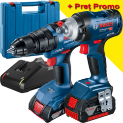 BOSCH GDS 18V-400 Surubelnita cu impact brushless, cu 2 acumulatori Li-Ion, unul de 2Ah si unul de 5Ah, 400Nm + Valiza + GSB 18V