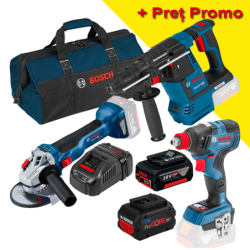 BOSCH Kit 3 scule 18V GBH 18V-26 Ciocan rotopercutor brushless + GDX 18V-200 C Masina de insurubat cu impact brushless, 200Nm +