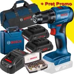 BOSCH GSR 185-LI Masina de gaurit si insurubat brushless cu 2 acumulatori Li-Ion, 4Ah, 50Nm + Incarcator rapid de 8Ah + Caseta 3