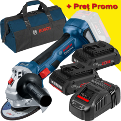 BOSCH GWS 180-LI Polizor unghiular brushless Li-Ion, diametru disc 125 mm + Set 2 acumulatori 4Ah ProCore + Incarcator rapid d