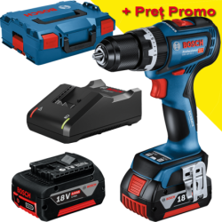 BOSCH GSB 18V-90 C Masina de gaurit cu percutie brushless cu 2 acumulatori Li-Ion, 5Ah, 64Nm + L-BOXX