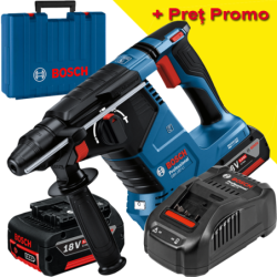 BOSCH GBH 187-LI Ciocan rotopercutor brushless, cu 2 acumulatori Li-Ion 5Ah, 2.4J + Incarcator 8Ah + Valiza
