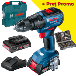 BOSCH GSB 18V-50 Masina de gaurit cu percutie brushless cu 2 acumulatori Li-Ion, 2Ah, 50Nm, cu incarcator de 2Ah GAL18V-20 + Val