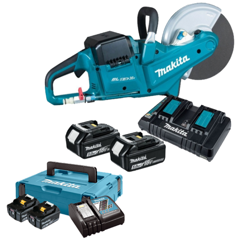 MAKITA DCE090T2X1 + 198116-4 Debitator de metale brushless cu 2 acumulatori Li-Ion, 2x18V, 5Ah + Kit 2 acumulatori Li-Ion, 18V L
