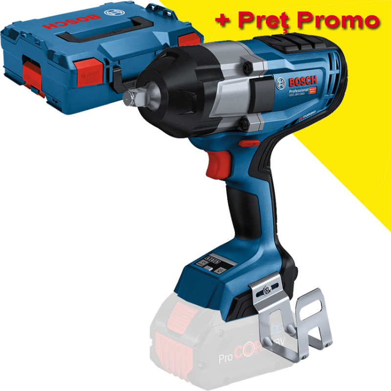 BOSCH GDS 18V-1000 (SOLO) Surubelnita cu impact brushless BITURBO 1000Nm, prindere 1/2" BOSCH GDS 18V-1000 (SOLO) Surubelnita cu impact brushless BITURBO 1000Nm, prindere 1/2"