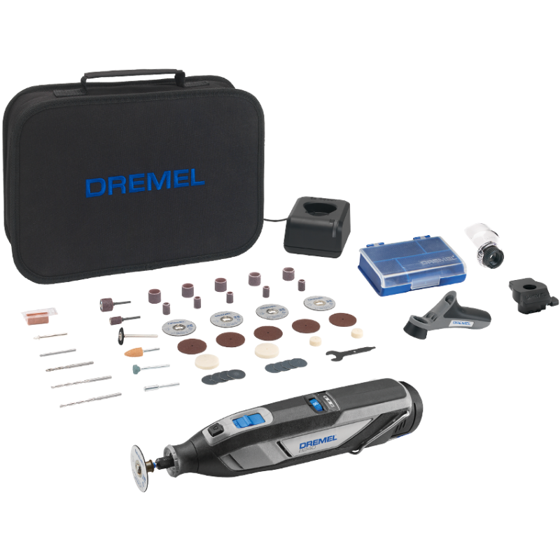 DREMEL 8240-3/45 Unealta multifunctionala cu acumulator 12V, 2Ah + 3 atasamente + 45 accesorii