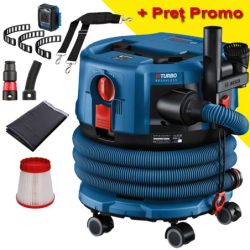 BOSCH GAS 18V-12 MC (SOLO) Aspirator BITURBO brushless 18V, fara acumulator in set + Set 4 roti