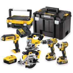 DEWALT Kit 5 scule 18V Surubelnita cu impact Li-Ion, 205 Nm, brushless (DCF887N) + Masina de gaurit cu percutie, Li-Ion, 70Nm, b