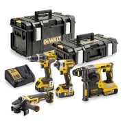 DEWALT Kit 4 Scule 18V Surubelnita cu impact Li-Ion, 205 Nm, brushless (DCF887N) + Polizor unghiular Li-Ion, brushless, Ø125 mm