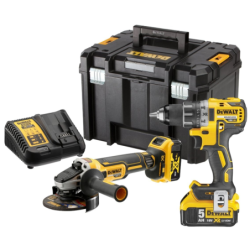 DEWALT Kit 2 Scule 18V Masina de gaurit si insurubat, Li-Ion, 70Nm, brushless (DCD791N) + Polizor unghiular Li-Ion, brushless, Ø