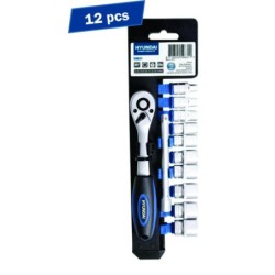Set 12 piese - chei clichet cu tubulare 1/4, Hyundai HY-59631