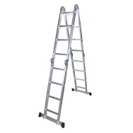 Scara multifunctionala din aluminiu BISONTE STR404 4 segmente x 4 trepte inaltime maxima 4.60 m