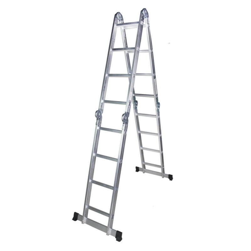 Scara multifunctionala din aluminiu BISONTE STR404 4 segmente x 4 trepte inaltime maxima 4.60 m