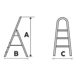 Scara aluminiu BISONTE STR0102 2 trepte, inaltime maxima 92 cm pentru interior