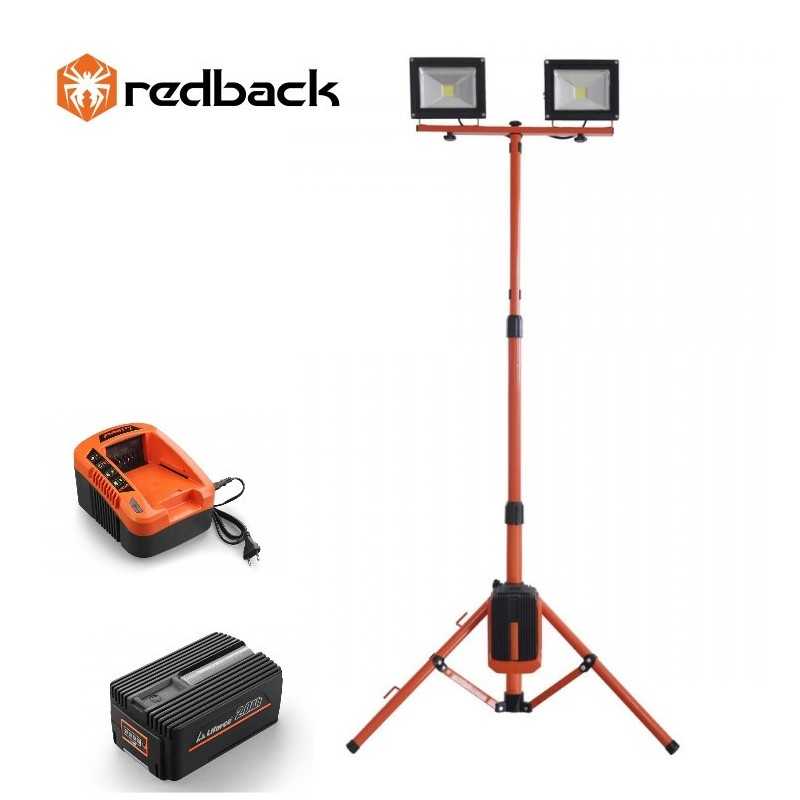Redback Pachet ED40+EP20+EC20 Stand proiectoare LED, 2x20W, acumulator 40V/2Ah, incarcator 40V/2A