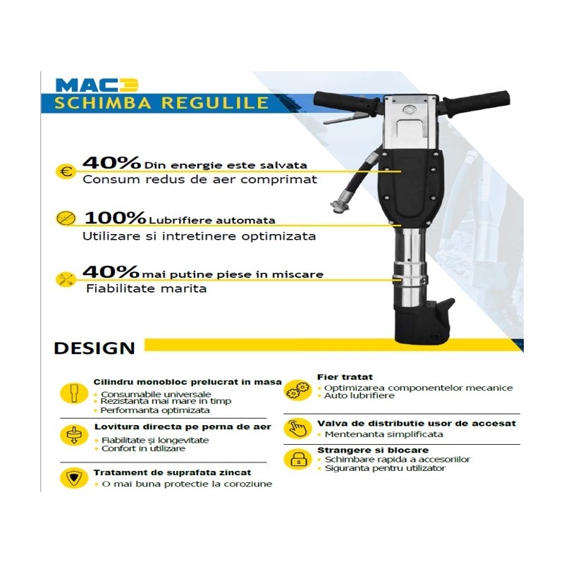 Ciocan pneumatic BB20 20.9 kg Hex D25-L 108 cu maner low vibration