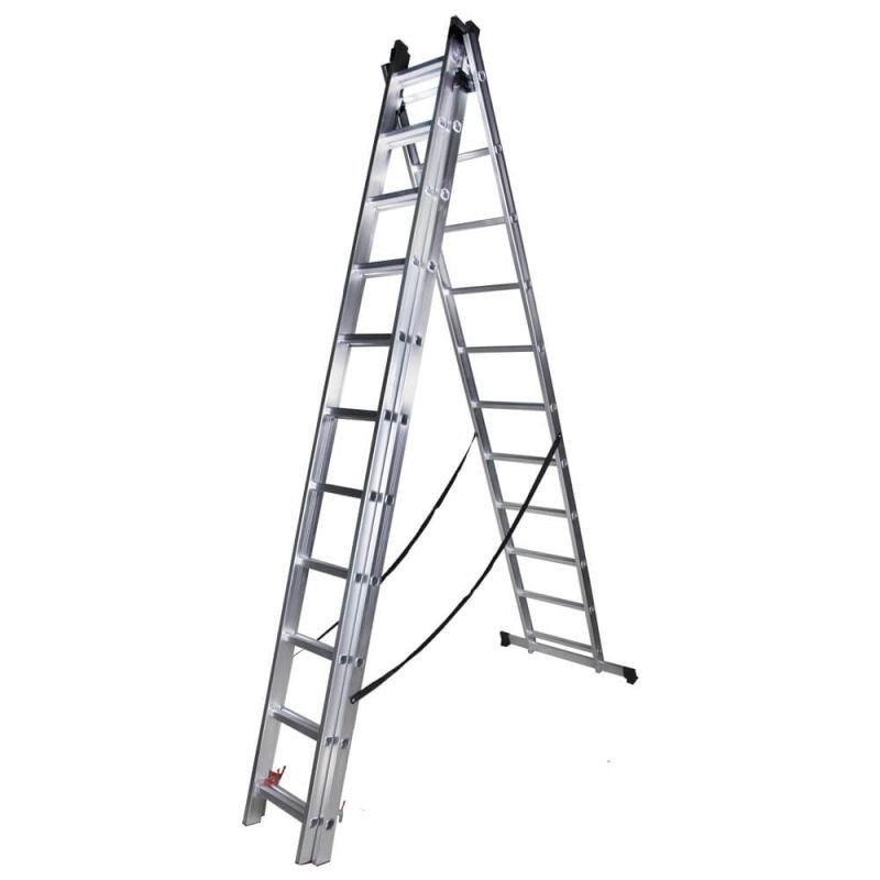 RS Scara tripla aluminiu BISONTE STR311 3 x 11 trepte inaltime maxima 7.5 m
